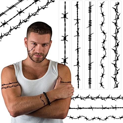 20 Barbed Wire Temporary Tattoos - Removable Body Art for All Ages