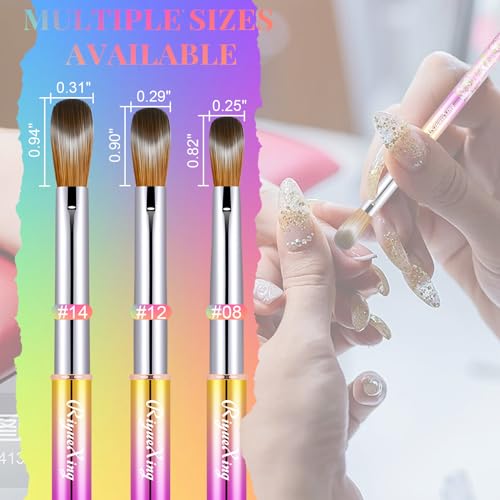 3PCS Kolinsky Nail Art Brush Set for Acrylic Nails - Professional Manicure Tools