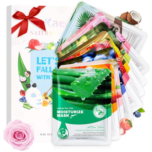 Kaely 10 Pack Kids Face Masks Variety Set - Hydrating Sheet Masks for Teens & Girls, Spa Day & Party Favors, 10 Pcs