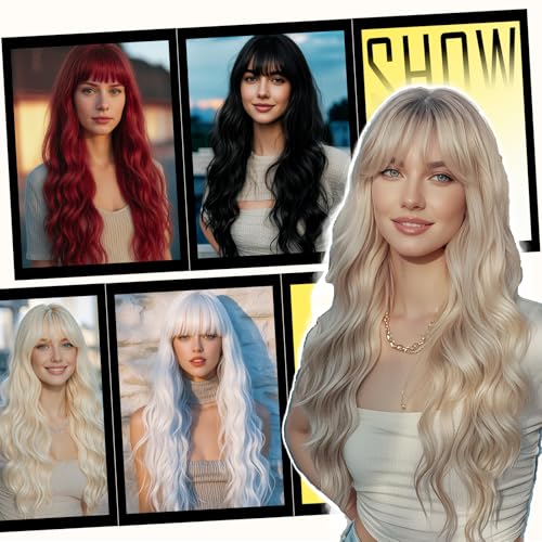 28-Inch Red Curly Wig with Bangs - Heat-Resistant Synthetic Hair for Cosplay & Daily Wear