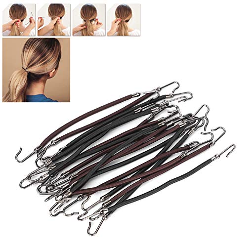 Bungee Hair Ties for Women – 20-Pack No-Slip Ponytail Hooks