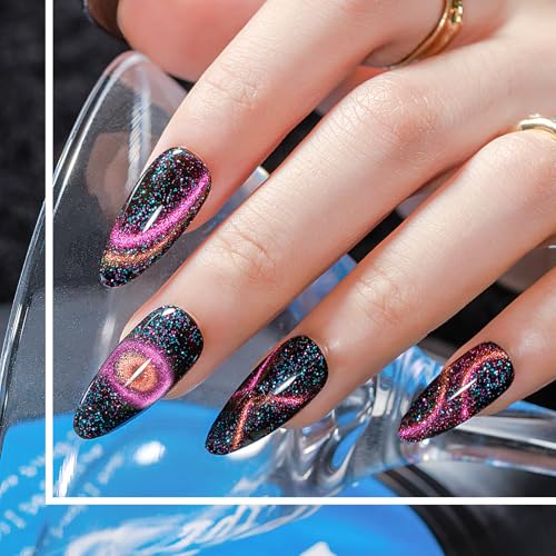 MIZHSE Galaxy Cat Eye Gel Nail Polish Set - 10 Colors with Magnetic Stick
