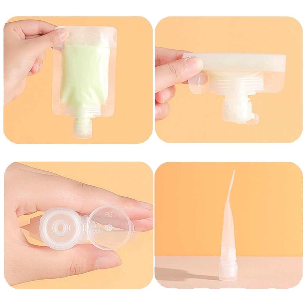 NaYiissi 10pcs Travel Pouches for Toiletries, Leak Proof Travel Fluid Makeup Packing Bag, TSA Approved Squeeze Liquid Pouches for Travel, Plastic Pouch for Lotion Shampoo Cream Hand Soap