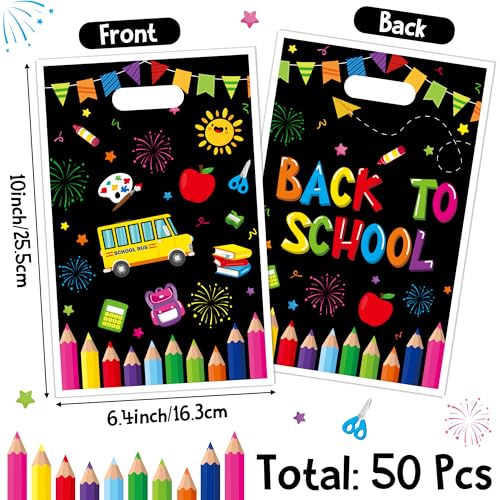 Colorful Back to School Gift Bags - 50 Pcs Reusable Party Favors