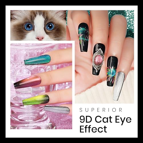 MIZHSE 8-Piece Cat Eye Gel Nail Polish Set with Magnetic Stick