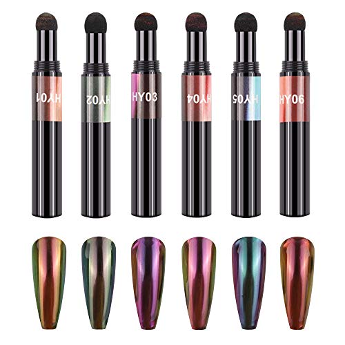 XICHEN 6-Color Air Cushion Nail Powder Pen – Holographic Chrome Effect