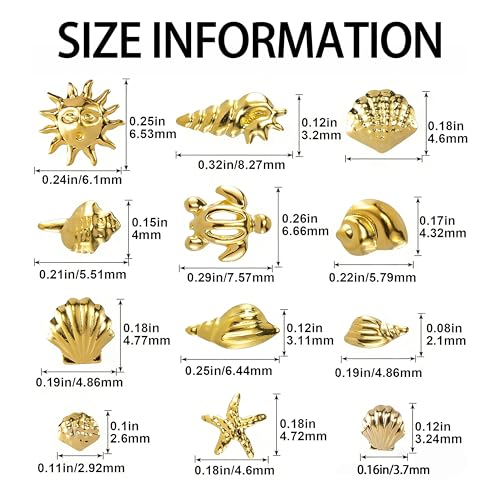 3 Boxes 3D Beach Starfish Nail Charms & Seashell Gems