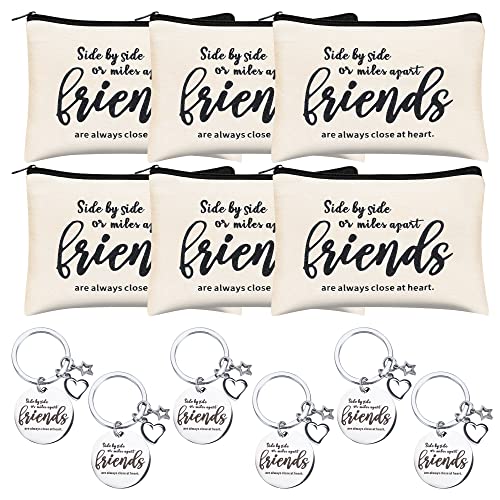 Friend Appreciation Gift Set - 6 Cosmetic Bags & 6 Keychains, Travel Organization for Women