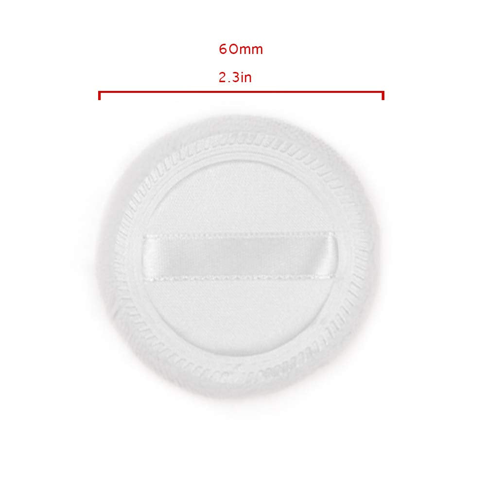 Cosmetic Powder Puffs - 10pcs Soft Cotton Makeup Pads with Ribbon | 2.36 Inch White