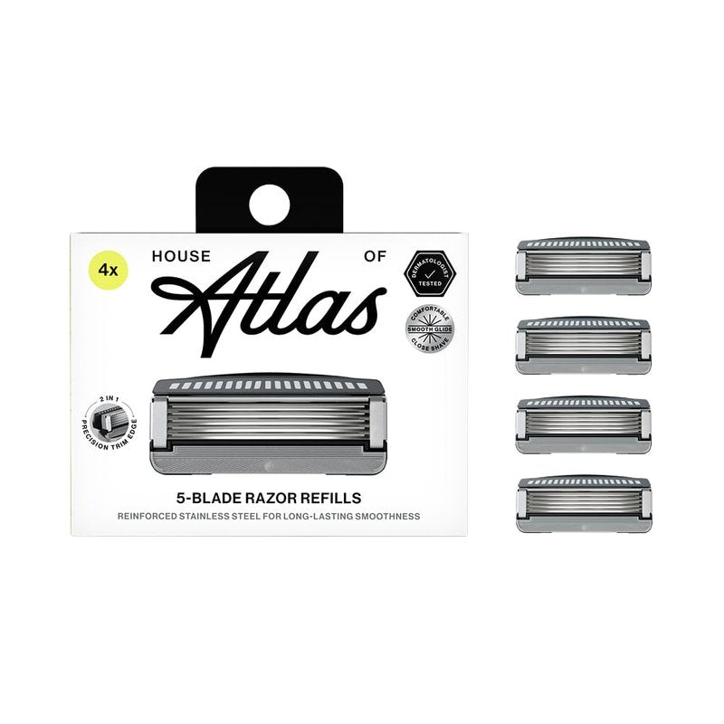 House of Atlas Men's Razor Blade Refills, Precision Trim Edge, 4 Count
