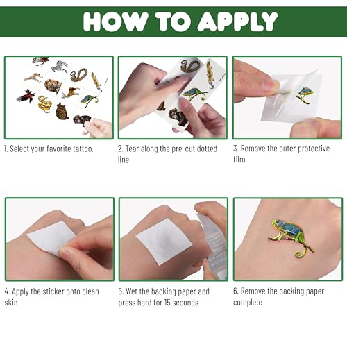 60 PCS Jungle Animal Temporary Tattoos for Kids - Non-Toxic Party Favors