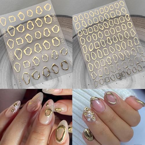 5D Metallic Nail Art Stickers - 4 Sheets Geometric Designs