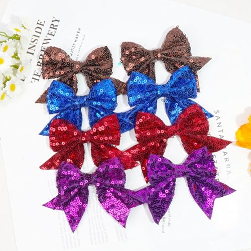 3-Inch Rainbow Sequins Hair Bows Clips - 2 Pack for Girls