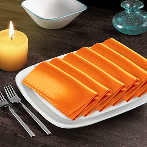Manyshofu 20-Piece Satin Scalloped Napkin Set - Burnt Orange, 18x18 Inches
