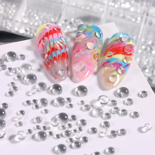 Clear Bubble Beads for Nail Art - 12 Grids with 6 Sizes