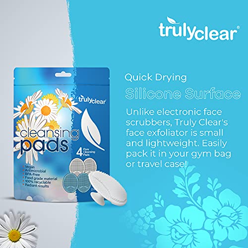 Truly Clear Silicone Facial Exfoliator Pads - Gentle Skin Cleansing Brush (4 Pack)