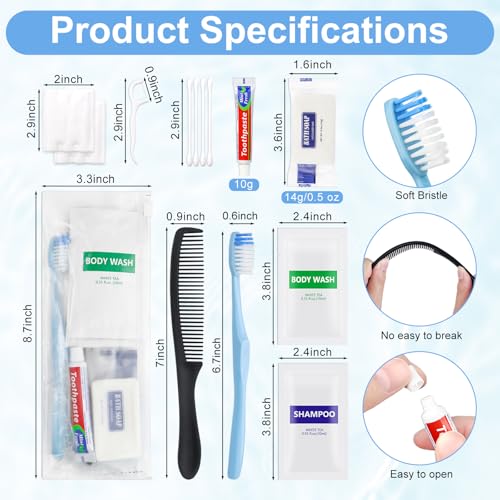 10-Pack Travel Size Toiletry Kits - 8-in-1 Hygiene Care Packages