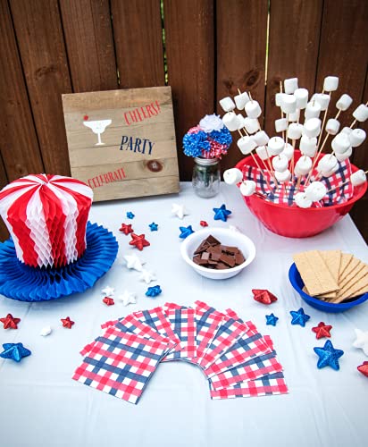Red White and Blue Disposable Cocktail Napkins - 50 Pack