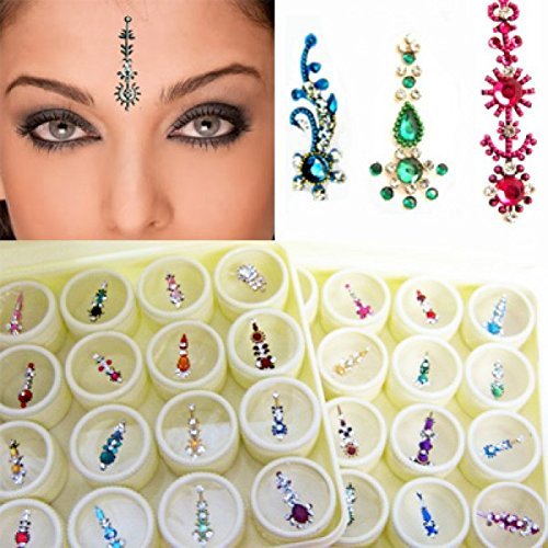 ATCUSA Multicolored Crystal Bindi Set - 20 Pack Bridal Forehead Tika