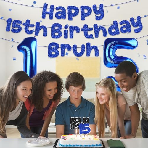 15th Birthday Party Decorations Set for Boys - Blue Theme Kit