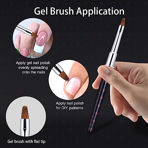Shine Chance Black 14 Size Acrylic Nail Brush Set - Kolinsky & Cleanup Brush