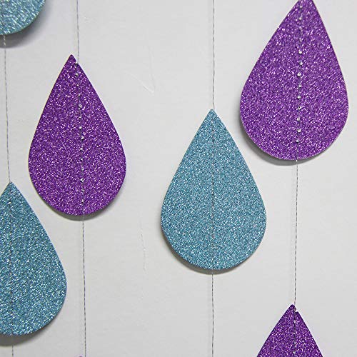 38ft Glitter Paper Raindrop Garland for Baby Shower & Party Decor