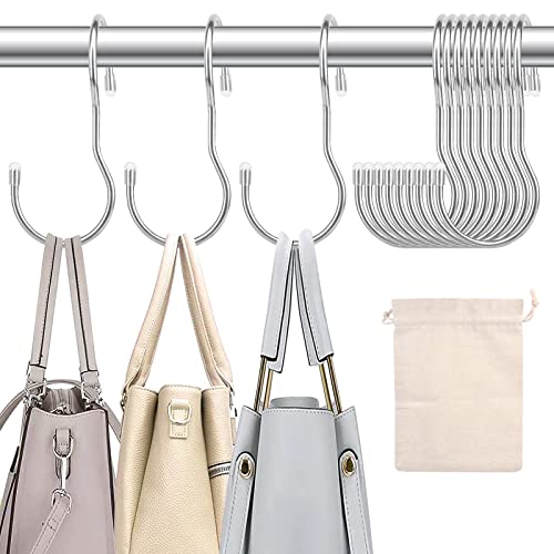 12-Pack Metal Handbag Hanger Hooks with Drawstring Storage Bag