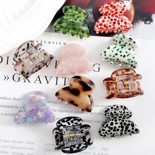 Bgffuy 10-Pack Small Acetate Hair Claw Clips - Tortoise Shell & Polka Dot