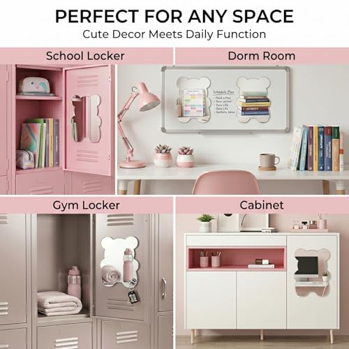 Bear-Shaped Magnetic Locker Mirror, 7x9 Inch Shatterproof Acrylic Vanity