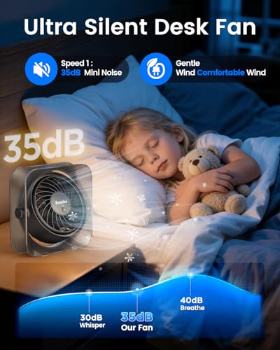 EasyAcc USB Desk Fan - Portable Mini Fan with Turbo Airflow for Travel & Bedroom