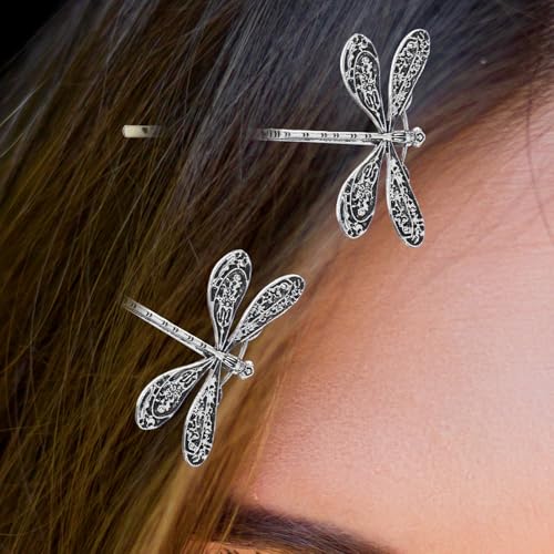 Mabor Dragonfly Hair Clip - Antique Silver Bobby Pins for Women