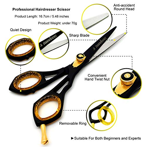 Saaqaans 6-Inch Professional Hair Cutting Scissors with Black Storage Case