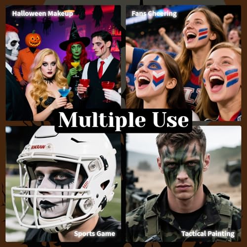 YBUETE Professional Face and Body Paint Stick Set for Halloween Cosplay