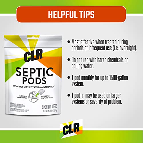 CLR Septic System Treatment Pods - 6 Month Supply for Clogs & Odors