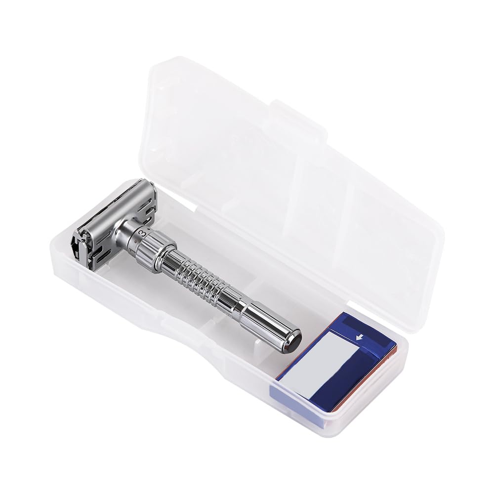 Leadigol Men's Razor Adjustable Hair Razor Zinc Alloy With Case Classic With Blade Metal Manual Shaver