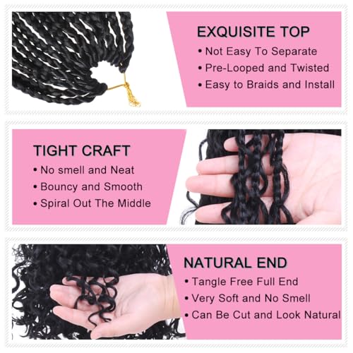 COOKOO 12 Inch Goddess Box Braids Crochet Hair - 8 Pack Pre-Looped Boho