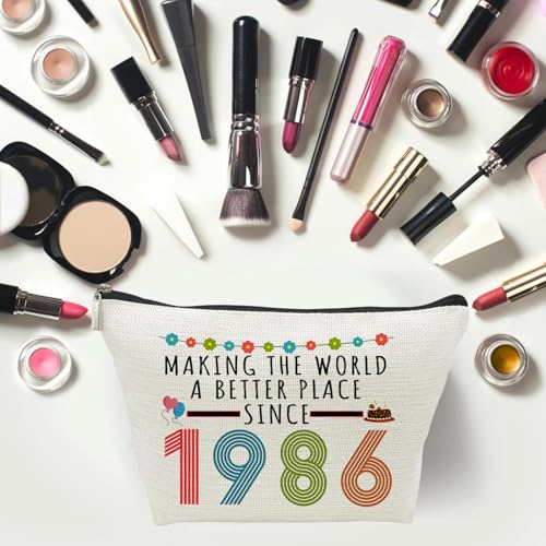 1986 40th Birthday Makeup Bag for Women - Funny Gift, Travel Cosmetic Organizer