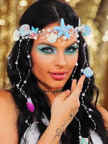 Sea Shell Starfish Wedding Headband with Pearl Beach Bridal Hair Accessories for Women