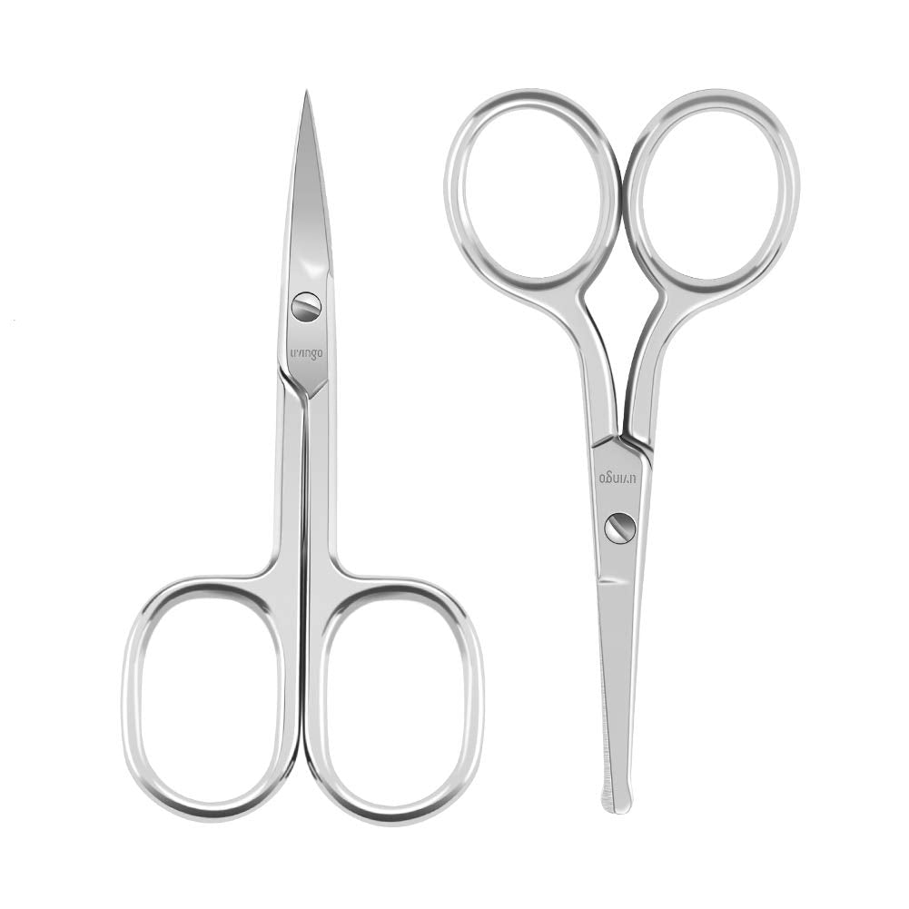 Professional Nose Hair Scissors - Stainless Steel Rounded Tip Trimming Tool | 3.5” Gold for Men & Women