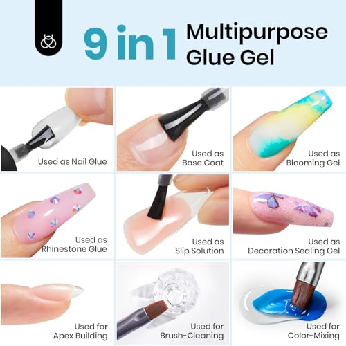 Beetles Short Almond Gel Nail Kit 240pcs with Mini UV Lamp