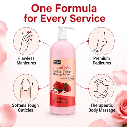 PRO NAIL Multi-Purpose Manicure & Pedicure Lotion, Rose Scent, 32 oz