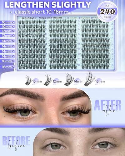 Goddvenus Wispy Lash Cluster Kit - DIY Eyelash Extensions 10-16mm F-Wispy