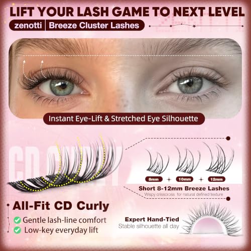 Zenotti Natural Short Wispy Lash Clusters 8-12mm for Natural Makeup