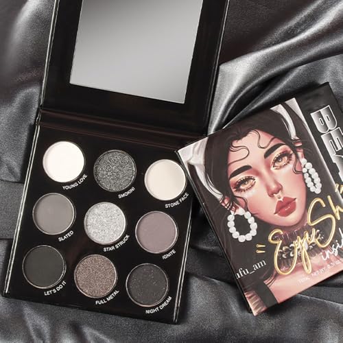 FangTangDI 9 Color Smoky Eyeshadow Palette with Mirror, Matte & Shimmer - Smoky-Matte Shimmer Edition