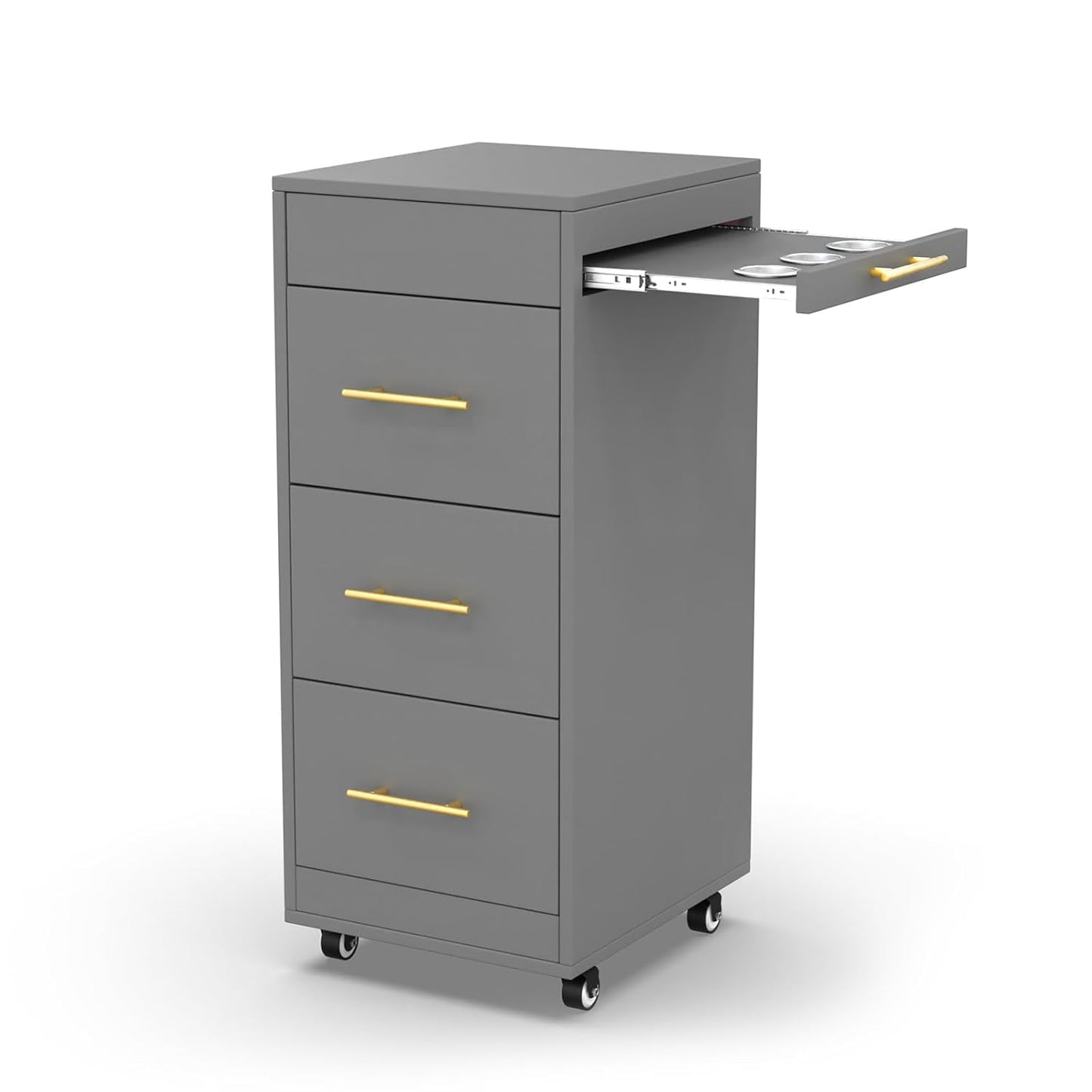 Salon Trolley Cart with Wheels - Mobile Hairdressing Station | Wooden Storage Cabinet, 3 Large Drawers, White