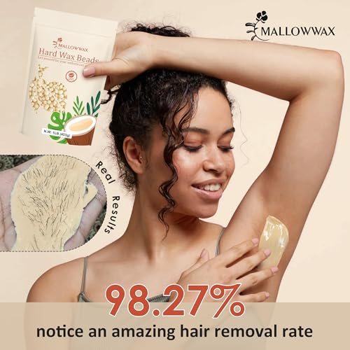 Mallowwax Hard Wax Beads, 1lb Coconut Cream Wax for Painless Hair Removal
