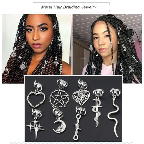 NAISKA 21PCS Silver Loc Jewelry - Butterfly Hair Clips, Dreadlock