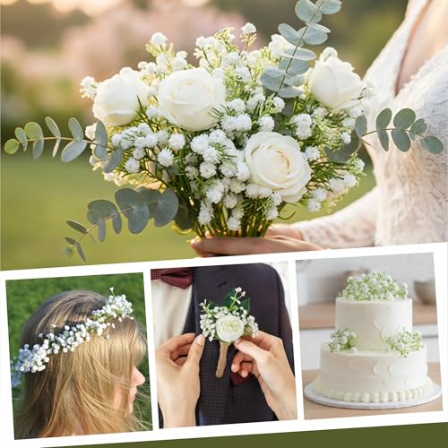 12pcs White Baby's Breath Artificial Flowers - Realistic Faux Gypsophila for Home Decor & Weddings