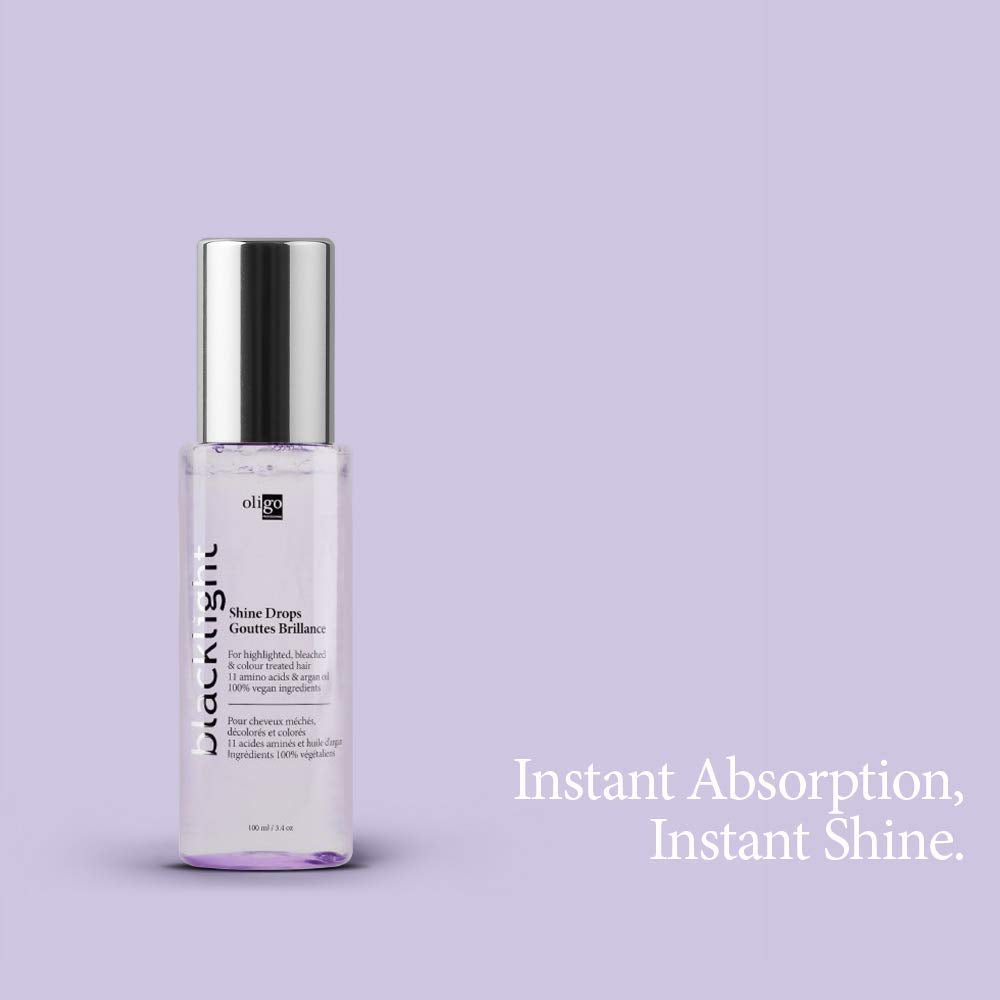 Oligo Professionnel - Blacklight Shine Drops - Weightless hair oil - Anti frizz serum - Argan oil - Nourishing - Paraben Free - Instant shine - 3.4 oz