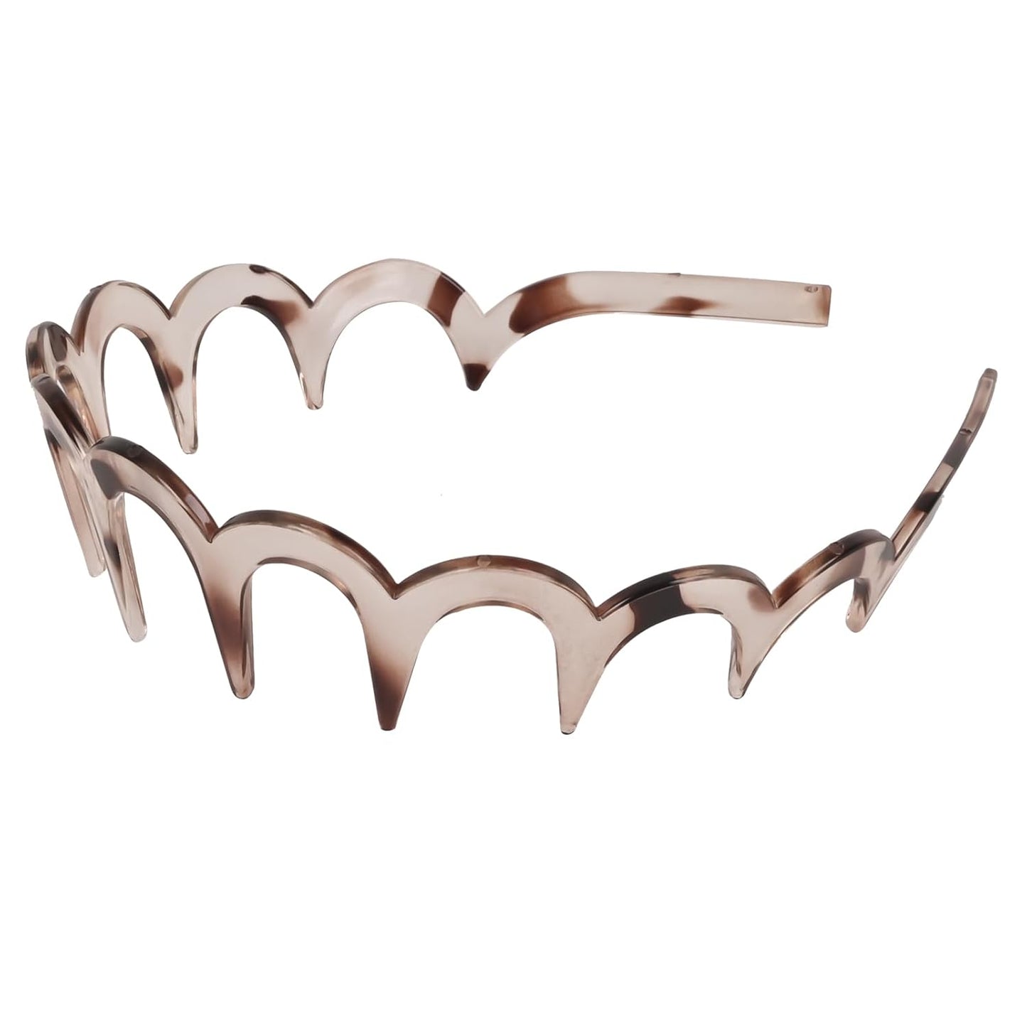 Zigzag Headbands for Women - Non-Slip U-Shaped Hair Accessories | 2-Pack Tortoiseshell & Amber Gray Recycled Plastic